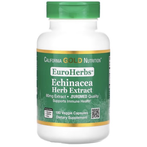 California Gold Nutrition, EuroHerbs, экстракт эхинацеи, качество Euromed, 80 мг, 180 растительных капсул